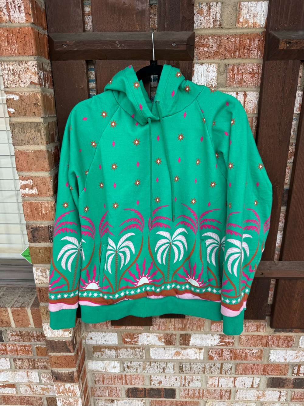 Beach Riot Green Star-Print Hoodie